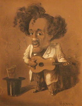 caricature, guitare, guitariste, metis, pastel, hadol, 1860